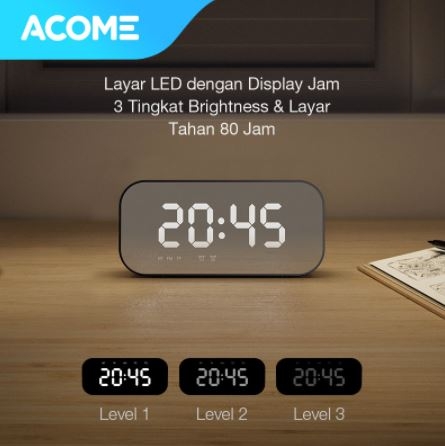 Acome Speaker Bluetooth 5.0 Jam Alarm LED Display Ultra Bass