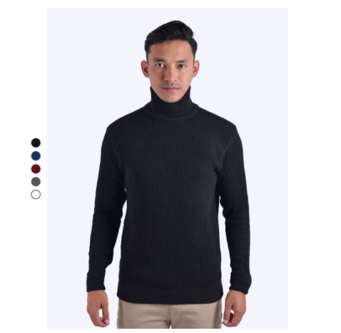 Gomuda Sweater Rajut Pria Cord Turtleneck - 5 Warna