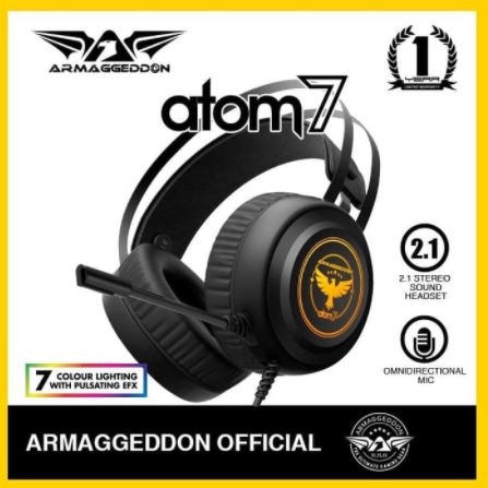 Armaggeddon 2.1 Gaming Headset Atom 7 [ 7 Color Lighting] [ Cocok Buat HP/PC ] Garansi Resmi 1 Tahun