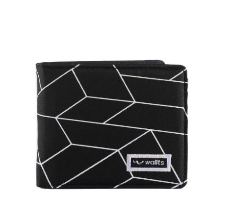 Wallts Keio Hexa Black - Dompet Lipat Kanvas Bifold Anti Air Pria