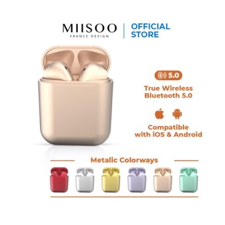 MIISOO i12 PRO METAL TWS Earphone IZIN POSTEL TRUE Wireless STEREO Bluetooth HiFi