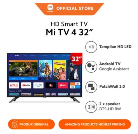 Xiaomi Mi TV 4 32 inch HD LED Smart TV - Patchwall OS 3.0 - Netflix - Bluetooth