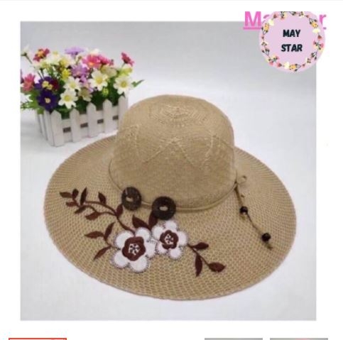 Topi Pantai motif bunga matahari T9