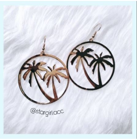 Palm tree hoops earrings anting pohon kelapa anting summer bahan alloy
