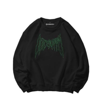OOTDSUPPLY Crewneck Metal green F Black I Sweater pria