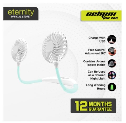 Eternity - Gemini Fan Pro / Hanging Neck Fan / Kipas Angin Portable / Kipas Angin USB