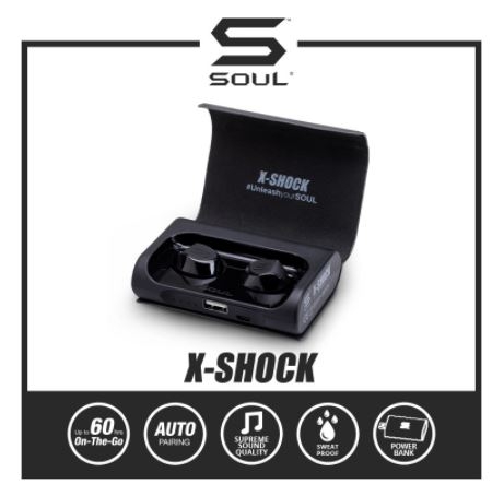Soul X Shock Super Bass TWS Bluetooth Sporty Waterphone Earphone IPx5