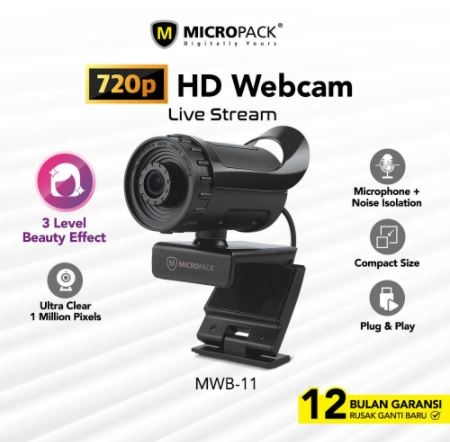 Micropack HD WebCam 720P Built in Mic with Beauty Effect for Computer, Laptop and Macbook (MWB-11)