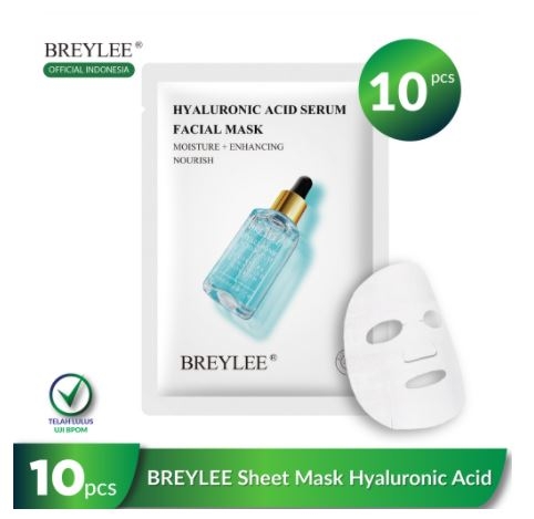 BREYLEE Sheet Mask Hyaluronic Acid - Melembabkan Wajah (10pcs)