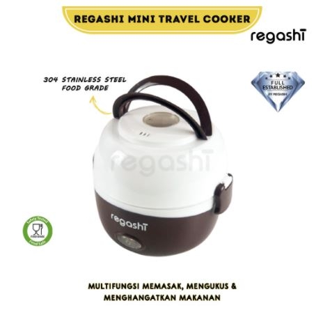 Regashi Alat Masak Nasi Mini Travel Cooker Multifungsi Penanak Nasi Lunch Box Multi Cooker