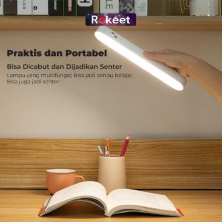 Rokeet Lampu Dinding LED Panjang Tidur Magnetic Wireless Minimalis Kamar Rumah Recharge