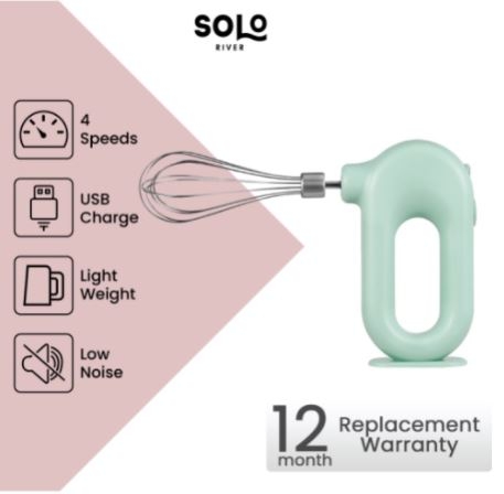 Solo River New Style Hand Mixer Wireless Blender Pengocok Telur Elektrik