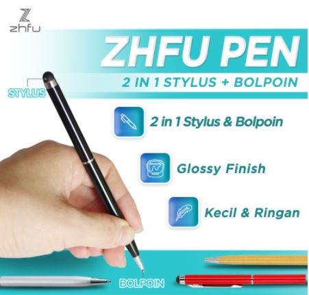 Zhfu Pen 2 in 1 Stylus Ballpoint Touch Screen Andoid Ios