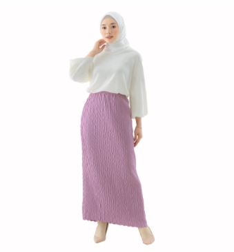 Maula Hijab - Rok Span Plisket Padi Full Premium Mosscrepe Model