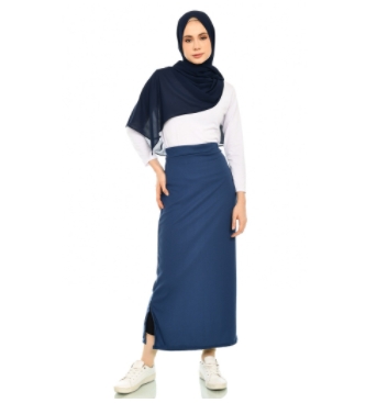 Siselyo Janan Skirt Navy M15696 R105S2 - Rok Span Panjang Rok Hijab Bawahan Wanita Polos