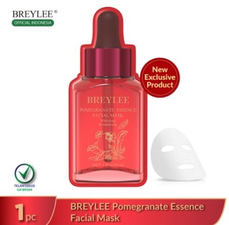 BREYLEE Pomegranate Serum Facial Mask / Breylee Sheet Mask - Whitening , Melembabkan, Mencerahkan & Anti-Aging (30 ml)