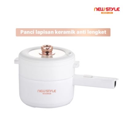 Newstyle Panci Listrik Y25 Panci Elektrik Lapisan Keramik Anti-lengket Electric Pot Portable