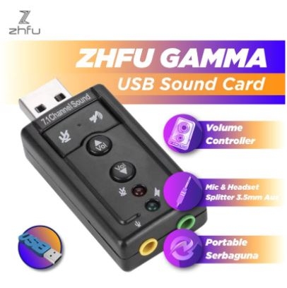Zhfu Gamma Usb 7.1 Surround Sound Card Aux Mic Headset Headphone