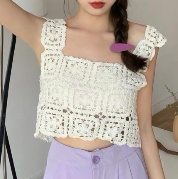 Korean Lace Wanita Crop Top Vest C369