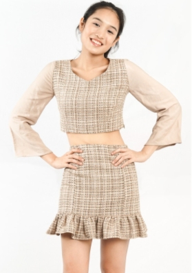 Tweed Top and Wrinkle Mini Skirt