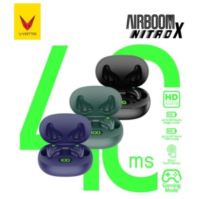 Vyatta Airboom Nitro X TWS Bluetooth Headset / Earphone Gaming Mode 40ms,16in1 Touch Sensor
