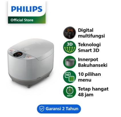 Philips Rice Cooker 1.8 Liter - HD4515/30 - Abu-Abu