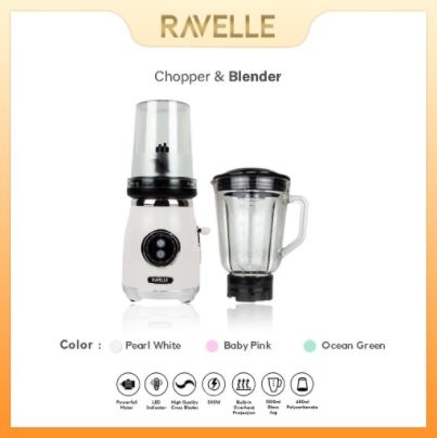 Ravelle Korea Blender Plus Chopper - Vintage Chopper Blender - Pearl White