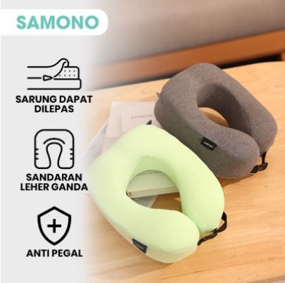 Samono Bantal Leher Travel Multifungsi 2 in 1 Bantal U 360° dengan Kancing Neck Pillow Dewasa dan Anak SNP003