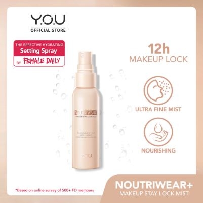 YOU NoutriWear+ Makeup Stay Lock Mist  [Setting Spray | Hydrating & Nourishing | Tahan Lama Hingga 12 Jam