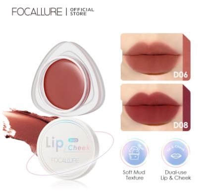 FOCALLURE Dual-use Lip Mud Lip clay & Velvet-hazy Matte Blush on