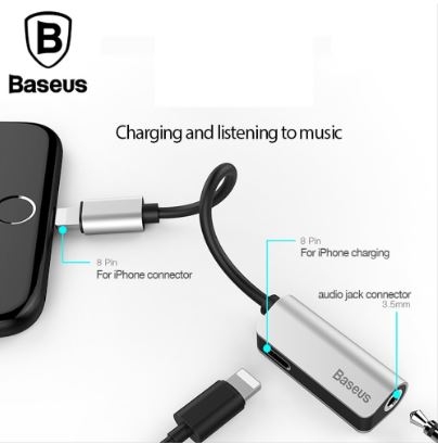 BASEUS ORIGINAL Audio Cable Converter L32 LIGHTNING MALE To 3.5MM Kabel Jack Iphone 8 Plus X 10 XS