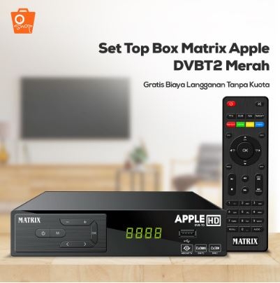 Set Top Box Matrix Apple DVBT2 Merah | Meecast Full HD Receiver Siaran TV Digital Youtube | Oshop