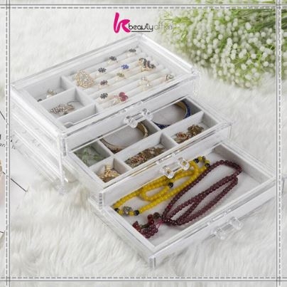 KB-K21 Rak Perhiasan 3 Laci Jewelry Box Organizer Rak Penyimpanan Kalung / Cincin / Gelang