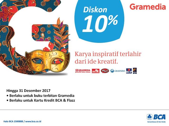  10% discount with the BCA of Gramedia March 2017