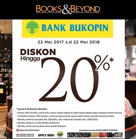  Diskon 20% dengan Kartu Kredit Bukopin di Books & Beyond Juni 2017