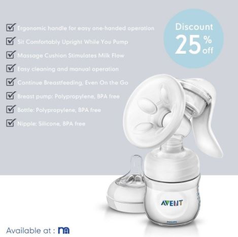  Discount 25% for Avent Comfort Manual Breast Pump at Mothercare July 2017