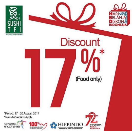  Diskon 17% dari Sushi Tei Agustus 2017
