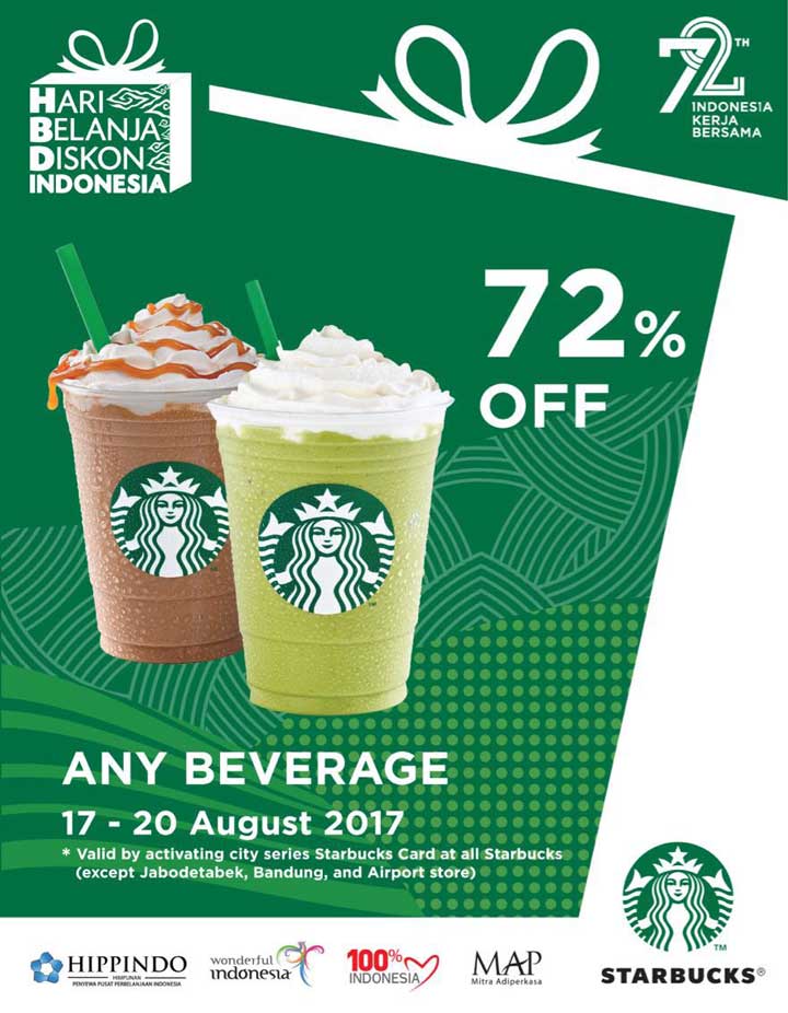  Diskon 72% dari Starbucks Coffee Agustus 2017