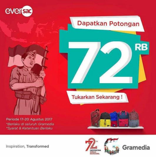  Discount Price Rp 72.000 for Eversac Bag in Gramedia August 2017
