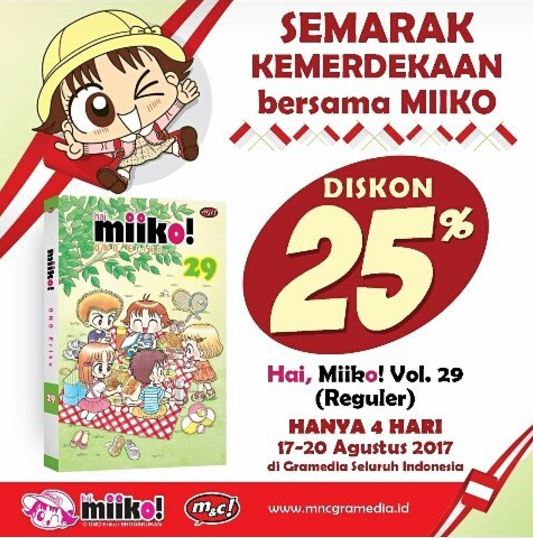  Discount 25% for Miiko Comic Series in Gramedia August 2017