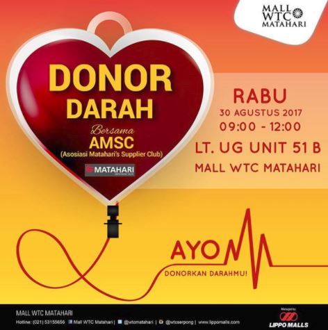  Blood Donor Together with AMSC at WTC Mall Matahari August 2017