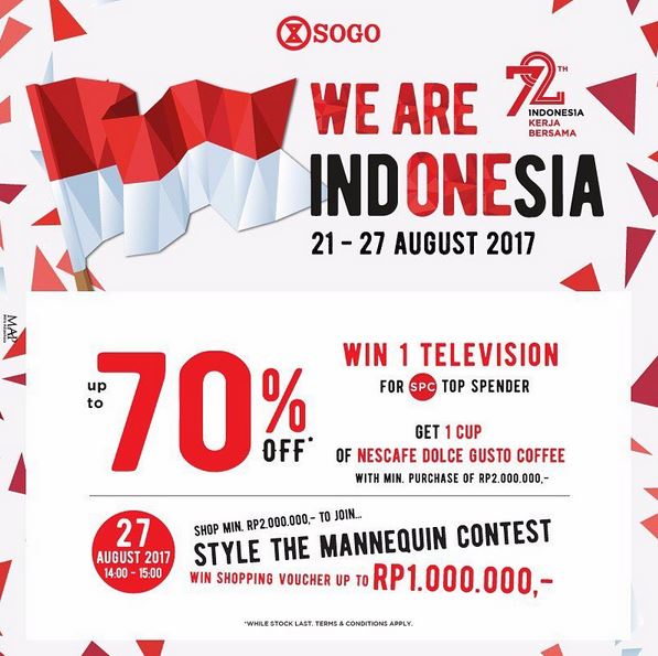  Get Discount Up to 70% at Sogo August 2017