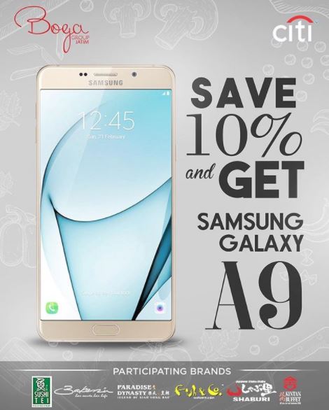  Discount 10% and Samsung Galaxy A9 from Sushi Tei August 2017