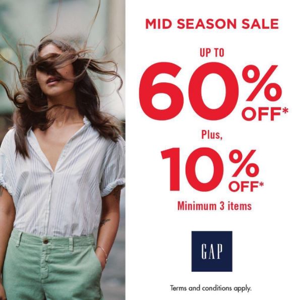  Mid Season Sale Up to 60% from GAP Lippo Mall Puri September 2017