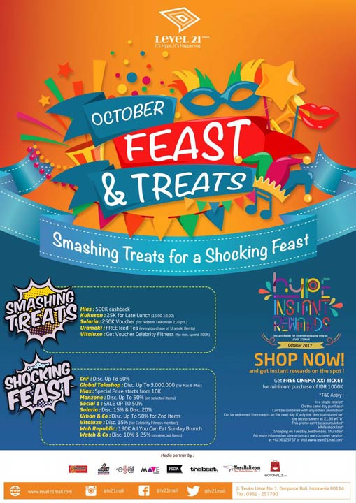  Promosi October Feast & Treats dari Level 21 Mall Oktober 2017
