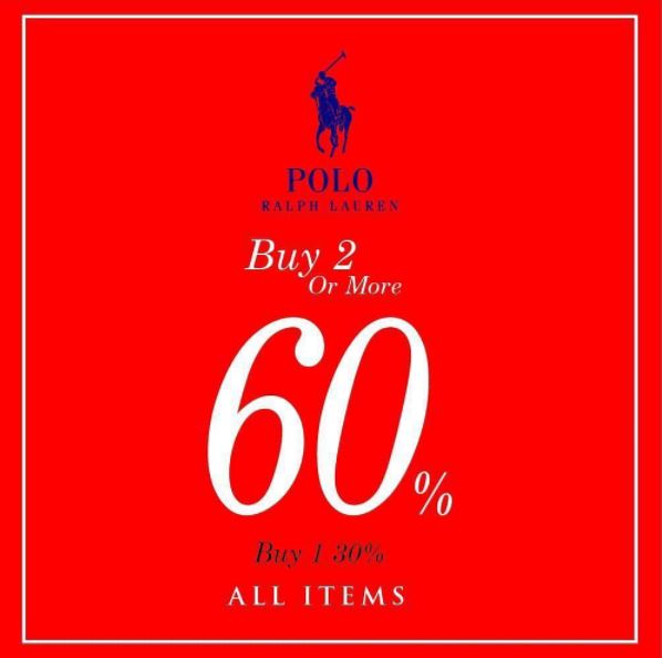  Discount Up to 60% from Polo Ralph Lauren October 2017