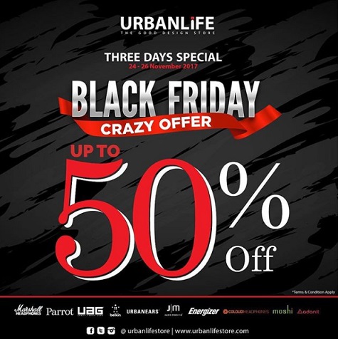  Black Friday Promo Discount Up to 50% at Urban Life November 2017
