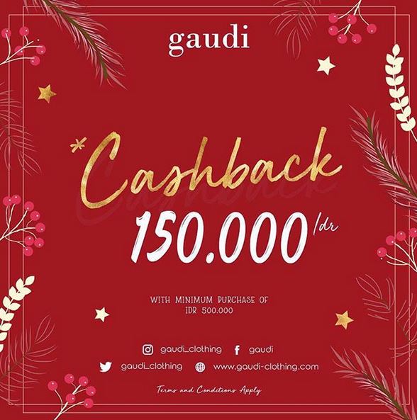 Cashback Rp 150.000 from Gaudi November 2017