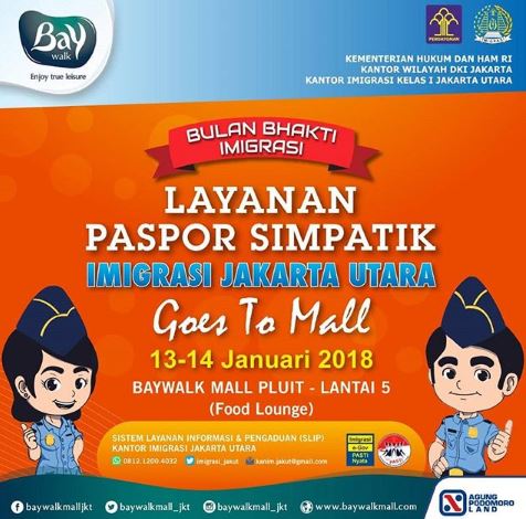  Immigration Simpatik Passport Service North Jakarta at Baywalk Mall January 2018