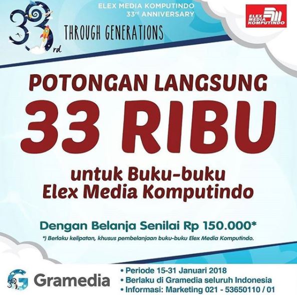  Discount Rp 33.000 from Gramedia January 2018